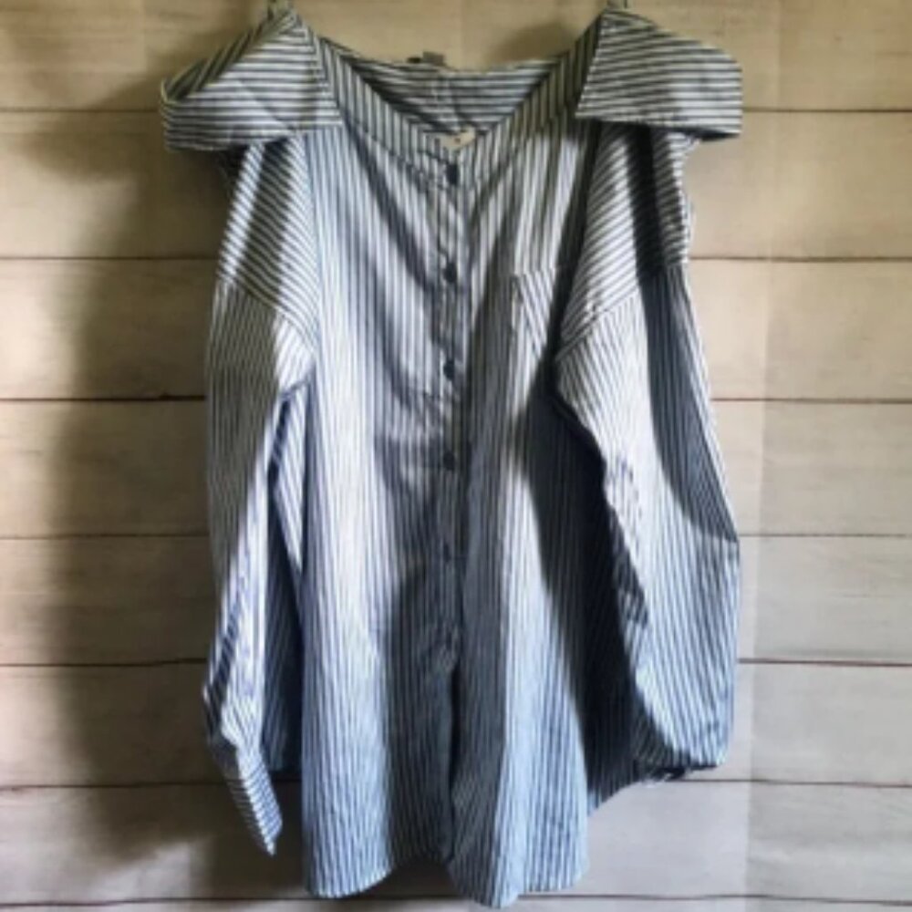 New York & Company Striped Button Down XL